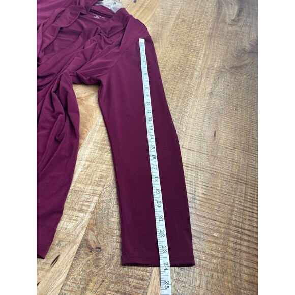 Lane Bryant Women's  Long Sleeve Red Burgundy Draped Wrap Blouse Career 22/24 - Picture 10 of 10